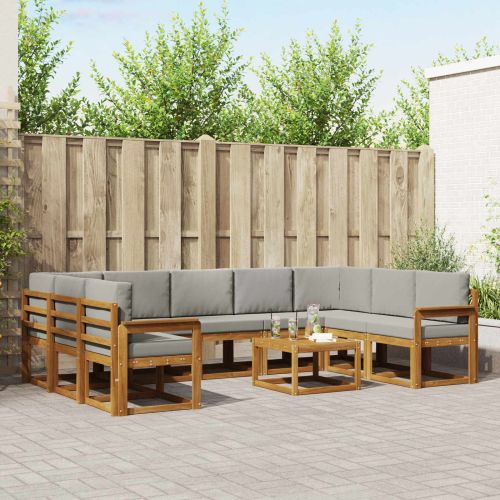 Комплект дивани за открито 10 pcs Естествено и светло сиво