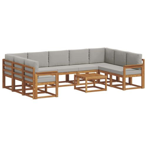 Комплект дивани за открито 10 pcs Естествено и светло сиво