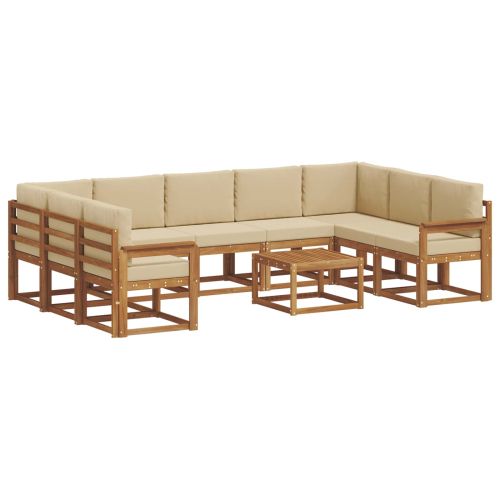 Комплект дивани за открито 10 pcs Натурален и Бежов