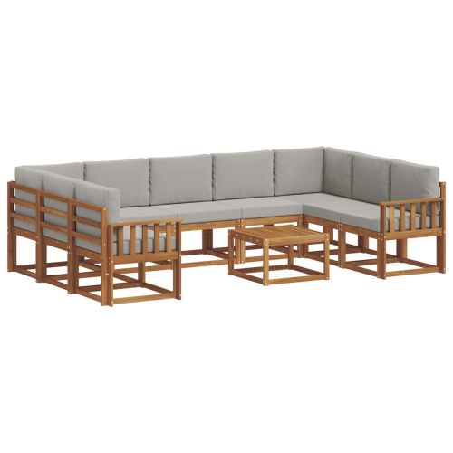 Комплект дивани за открито 10 pcs Естествено и светло сиво