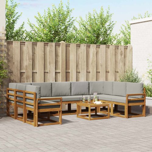 Комплект дивани за открито 10 pcs Естествено и светло сиво