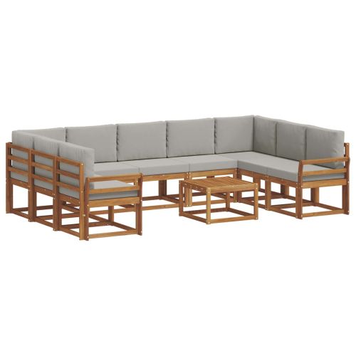 Комплект дивани за открито 10 pcs Естествено и светло сиво