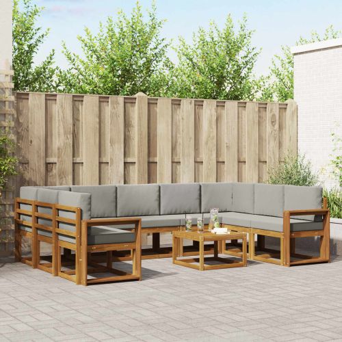 Комплект дивани за открито 10 pcs Естествено и светло сиво