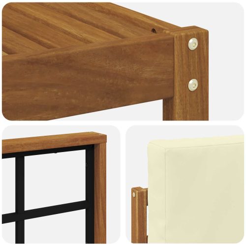 Комплект дивани за открито 10 pcs Натурален и Крема