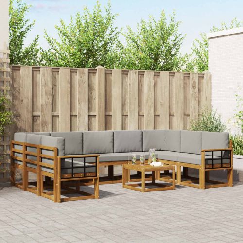 Комплект дивани за открито 10 pcs Естествено и светло сиво