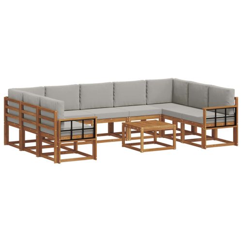 Комплект дивани за открито 10 pcs Естествено и светло сиво