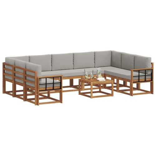 Комплект дивани за открито 10 pcs Естествено и светло сиво