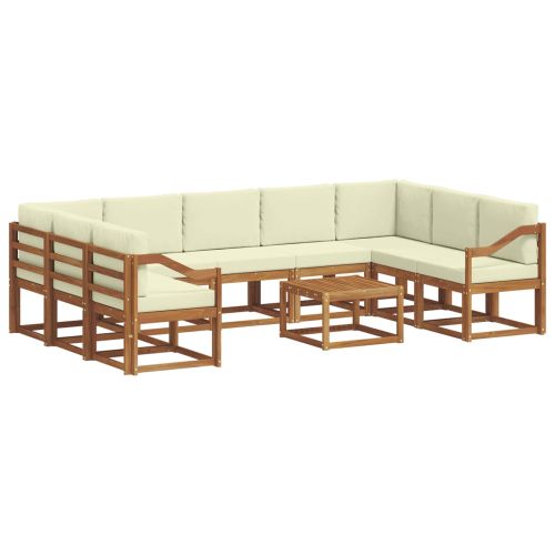 Комплект дивани за открито 10 pcs Натурален и Крема