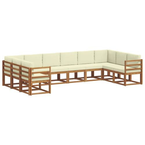 Комплект дивани за открито 10 pcs Натурален и Крема