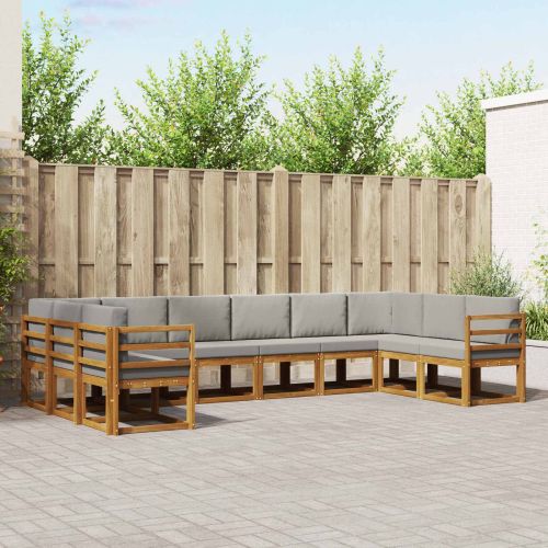 Комплект дивани за открито 10 pcs Естествено и светло сиво