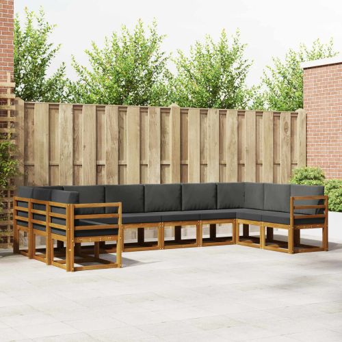 Комплект дивани за открито 10 pcs Натурален и Антрацит