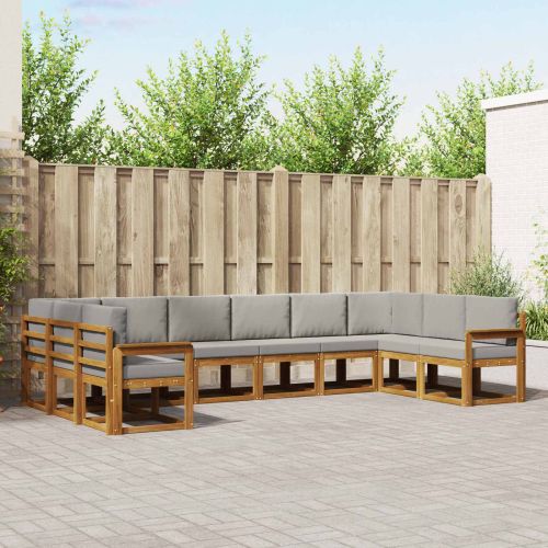 Комплект дивани за открито 10 pcs Естествено и светло сиво