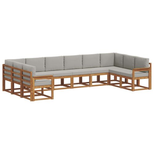 Комплект дивани за открито 10 pcs Естествено и светло сиво