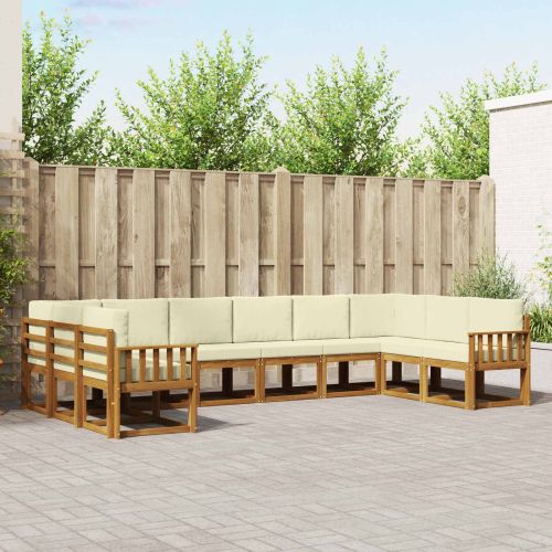 Комплект дивани за открито 10 pcs Натурален и Крема