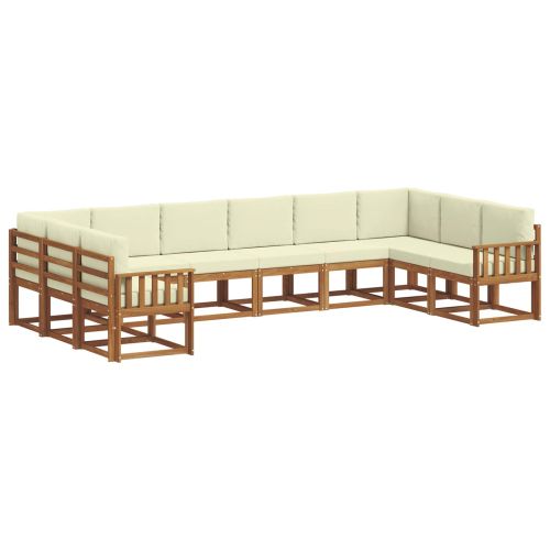 Комплект дивани за открито 10 pcs Натурален и Крема