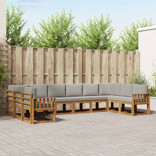 Комплект дивани за открито 10 pcs Естествено и светло сиво