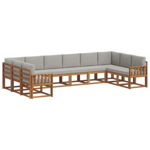 Комплект дивани за открито 10 pcs Естествено и светло сиво