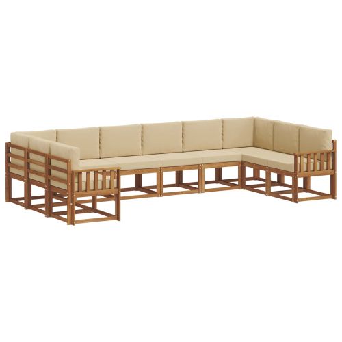 Комплект дивани за открито 10 pcs Натурален и Бежов