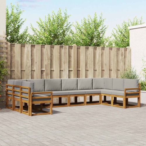 Комплект дивани за открито 10 pcs Естествено и светло сиво