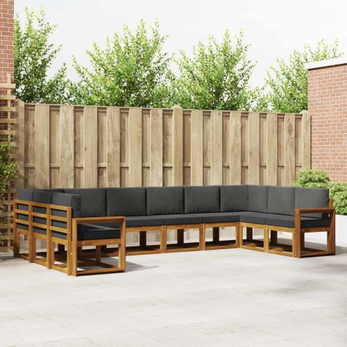 Комплект дивани за открито 10 pcs Натурален и Антрацит