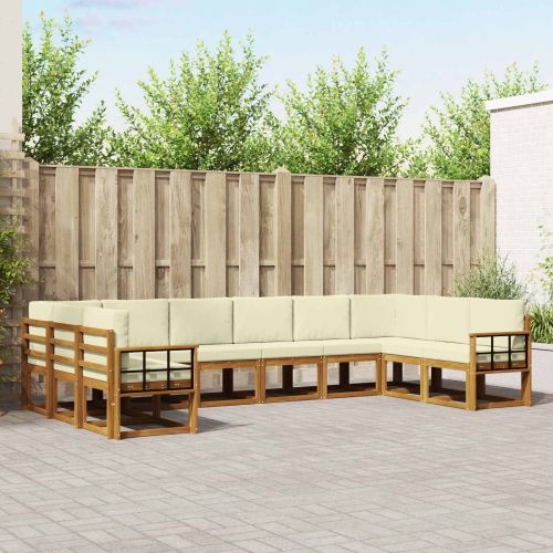 Комплект дивани за открито 10 pcs Натурален и Крема