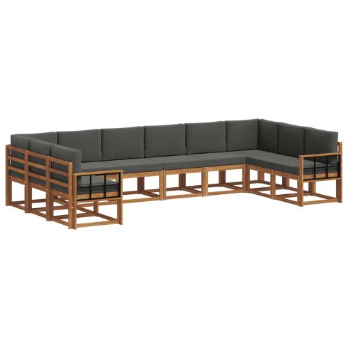 Комплект дивани за открито 10 pcs Натурален и Антрацит