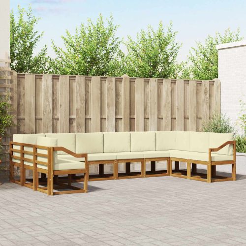 Комплект дивани за открито 10 pcs Натурален и Крема