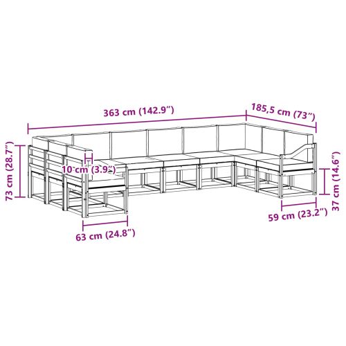 Комплект дивани за открито 10 pcs Натурален и Бежов