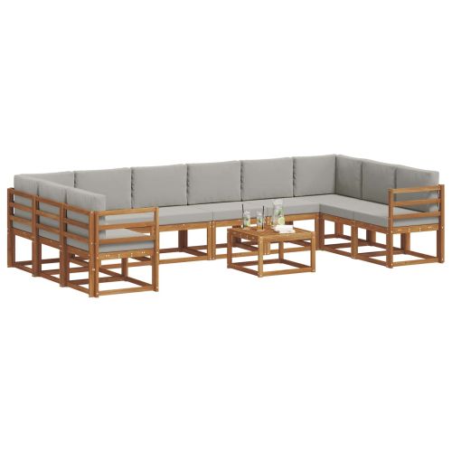 Комплект дивани за открито 11 pcs Естествено и светло сиво