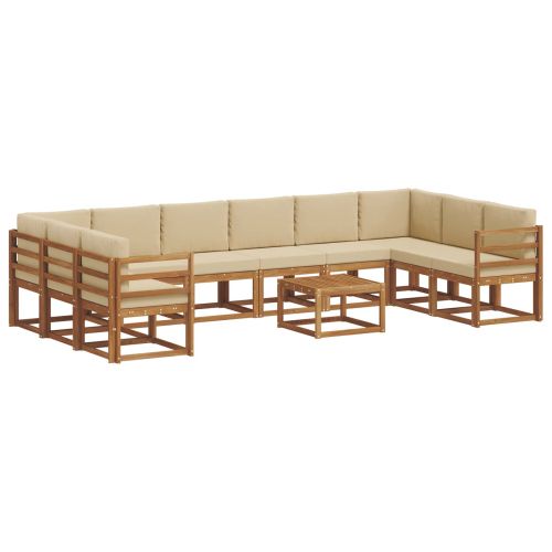 Комплект дивани за открито 11 pcs Натурален и Бежов
