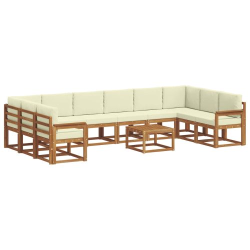 Комплект дивани за открито 11 pcs Натурален и Крема
