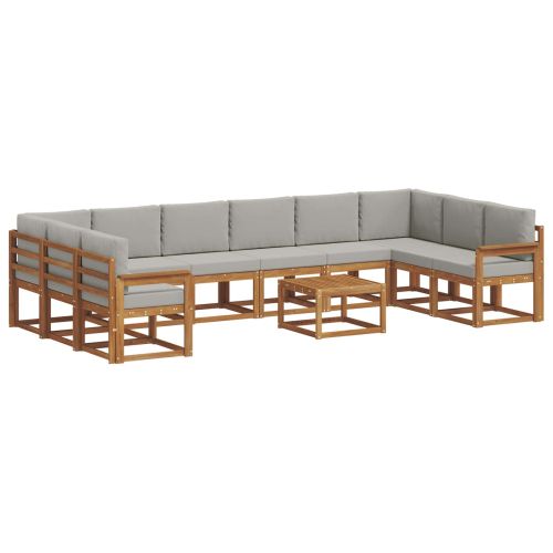 Комплект дивани за открито 11 pcs Естествено и светло сиво