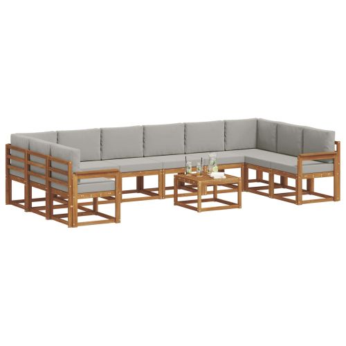 Комплект дивани за открито 11 pcs Естествено и светло сиво