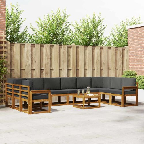 Комплект дивани за открито 11 pcs Натурален и Антрацит