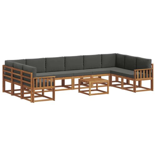 Комплект дивани за открито 11 pcs Натурален и Антрацит