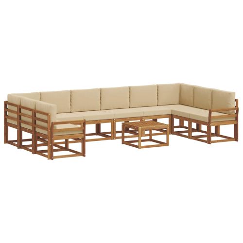 Комплект дивани за открито 11 pcs Натурален и Бежов