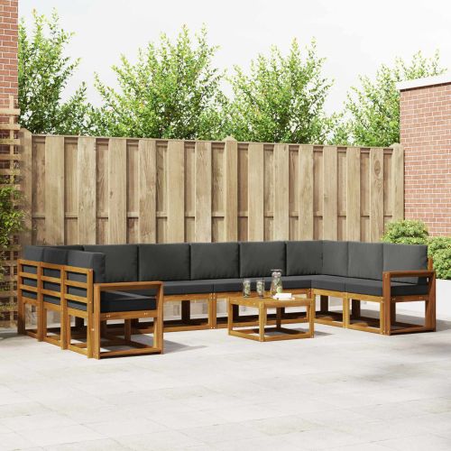 Комплект дивани за открито 11 pcs Натурален и Антрацит