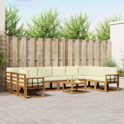 Комплект дивани за открито 11 pcs Натурален и Крема