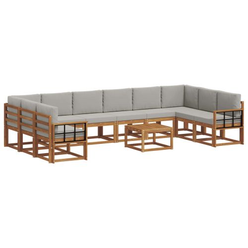 Комплект дивани за открито 11 pcs Естествено и светло сиво