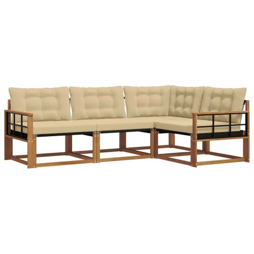 Комплект дивани с възглавница 4 pcs Натурален и Бежов