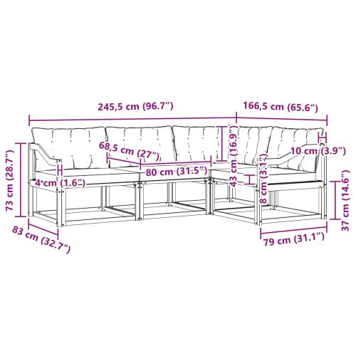 Комплект дивани за открито 4 pcs Естествено и светло сиво