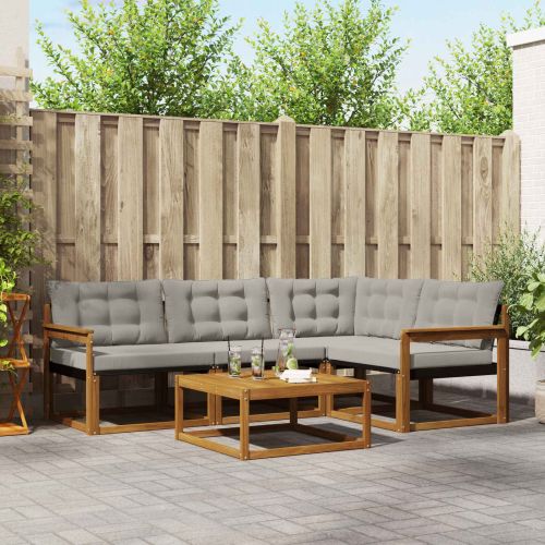 Комплект дивани за открито 5 pcs Естествено и светло сиво