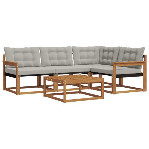 Комплект дивани за открито 5 pcs Естествено и светло сиво