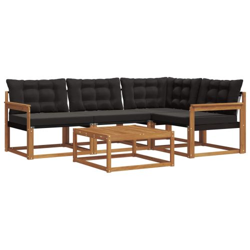 Комплект дивани за открито 5 pcs Естествено и черно