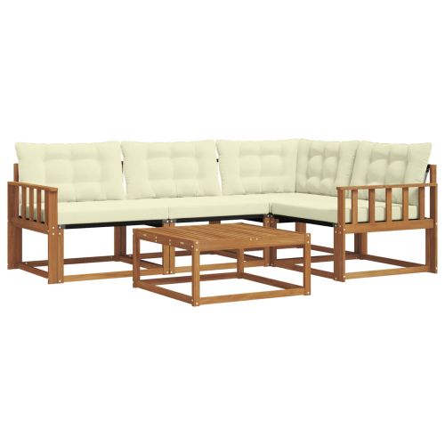 Комплект дивани за открито 5 pcs Натурален и Крема