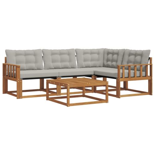 Комплект дивани за открито 5 pcs Естествено и светло сиво