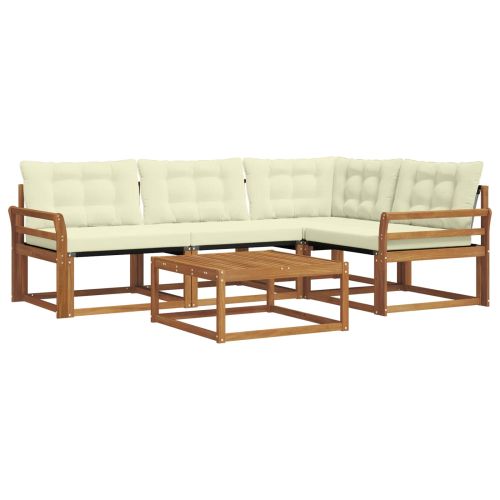 Комплект дивани за открито 5 pcs Натурален и Крема