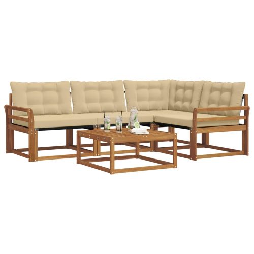 Комплект дивани за открито 5 pcs Натурален и Бежов