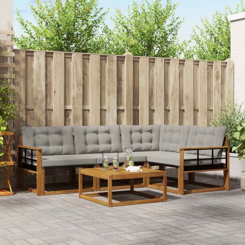 Комплект дивани за открито 5 pcs Естествено и светло сиво