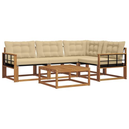 Комплект дивани за открито 5 pcs Натурален и Бежов